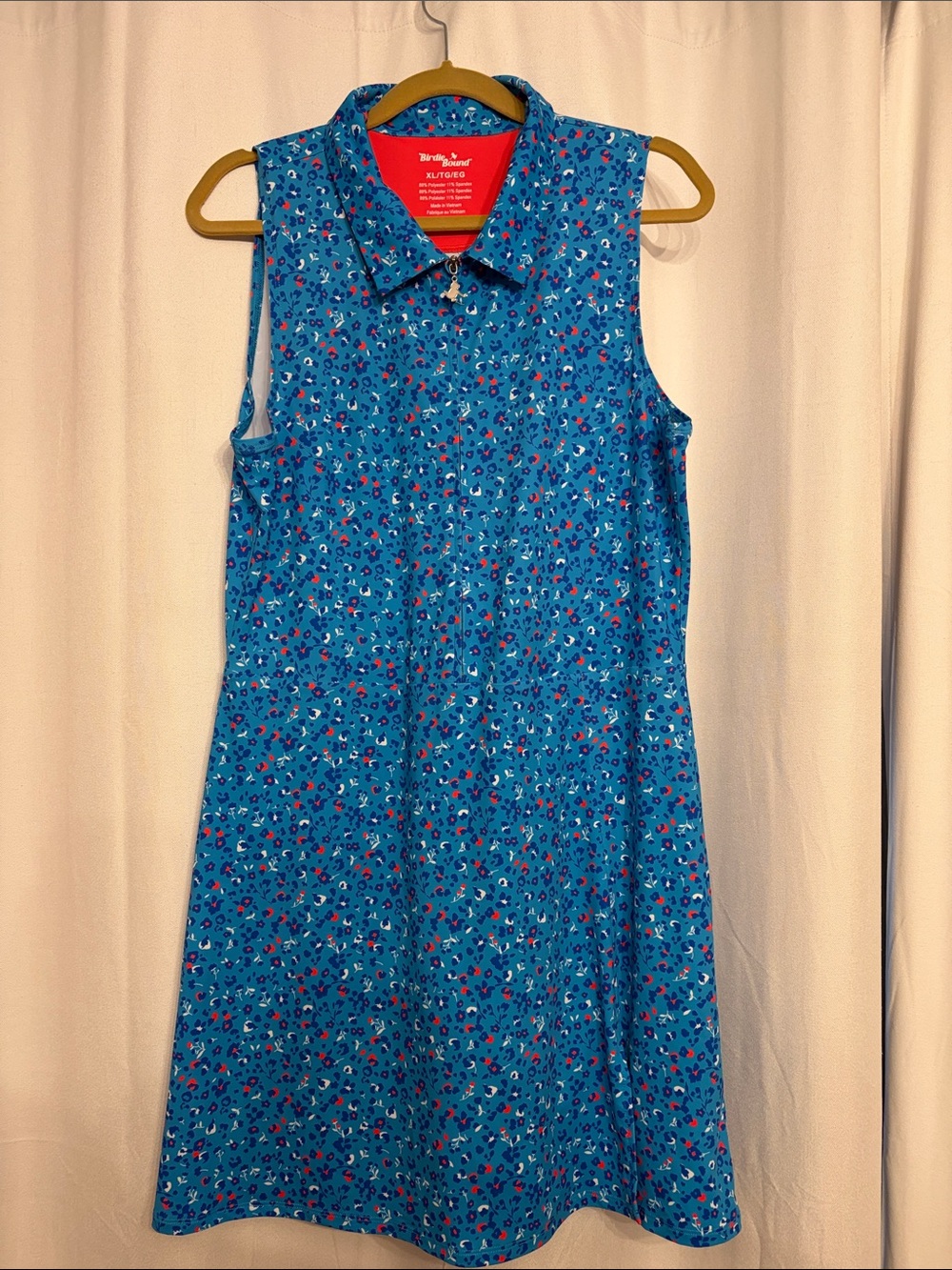 Sleeveless Blue Floral Polo Dress